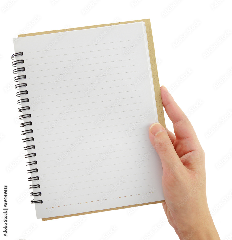 An open blank notebook with spiral