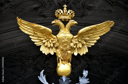 Golden double headed eagle as a russian national emblem
