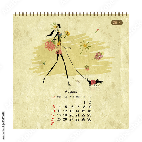 Girls retro calendar 2014 for your design