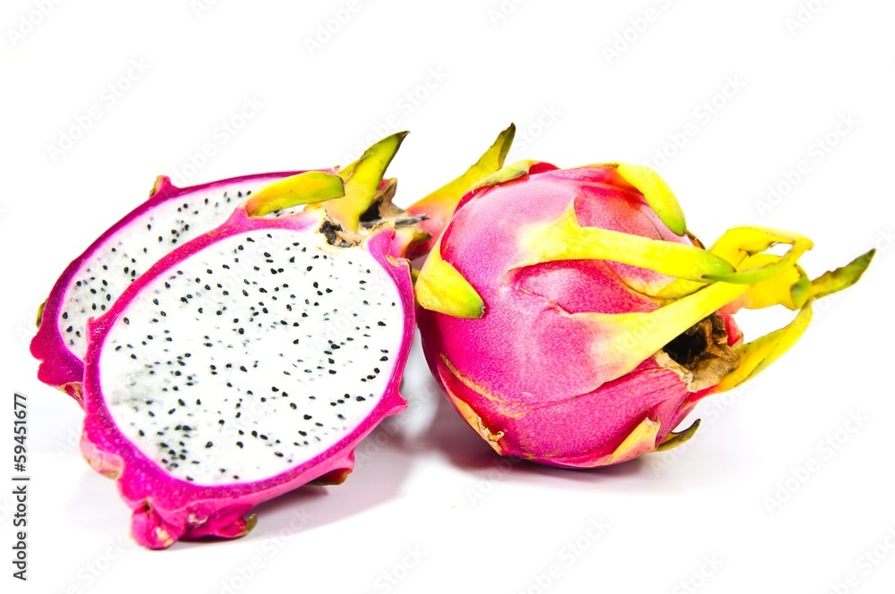 Dragon fruit, Healthy Fruit on White Background Dragon fruit, Healthy Fruit on White Background