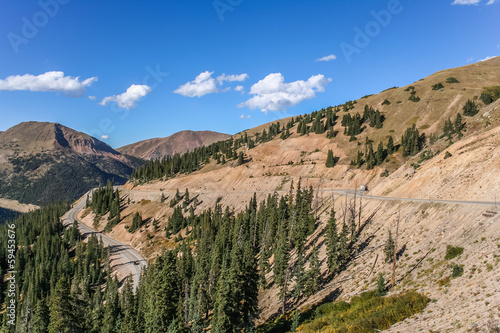 Winding road on the Loveland Pass in Colorado