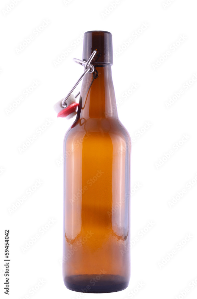 Old brown bottle of beer isolated on white Old brown bottle of beer isolated on white