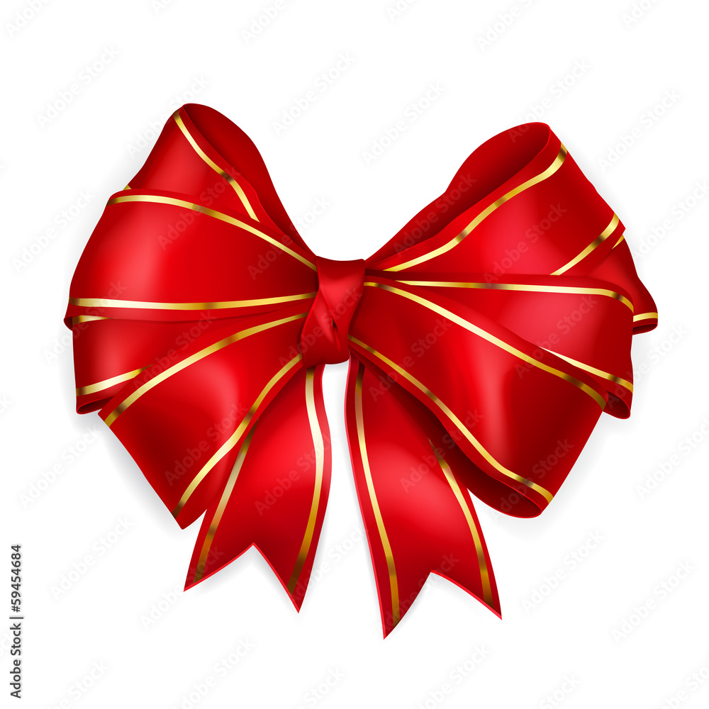 Red bow with golden strips Red bow with golden strips