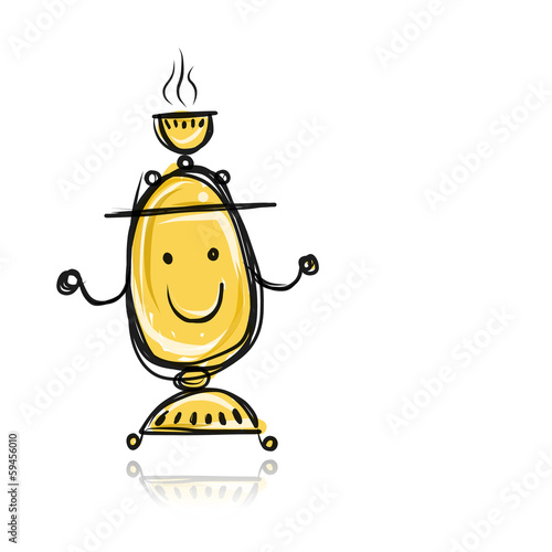 Funny samovar sketch for your design