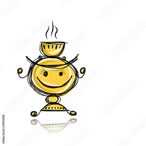 Funny samovar sketch for your design