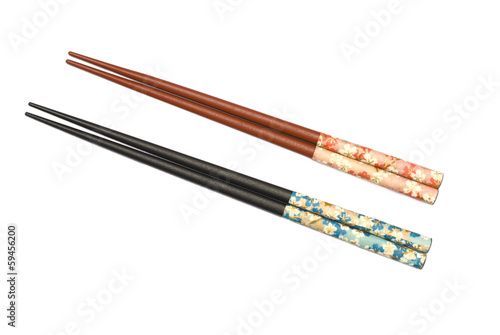 Two Pairs of Chopsticks isolated on white