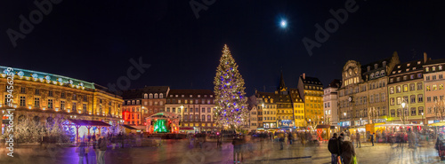 Christmas tree with Christmas market in Strasbo    