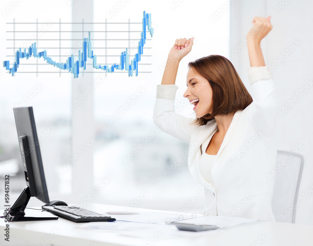 businesswoman with computer in office businesswoman with computer in office