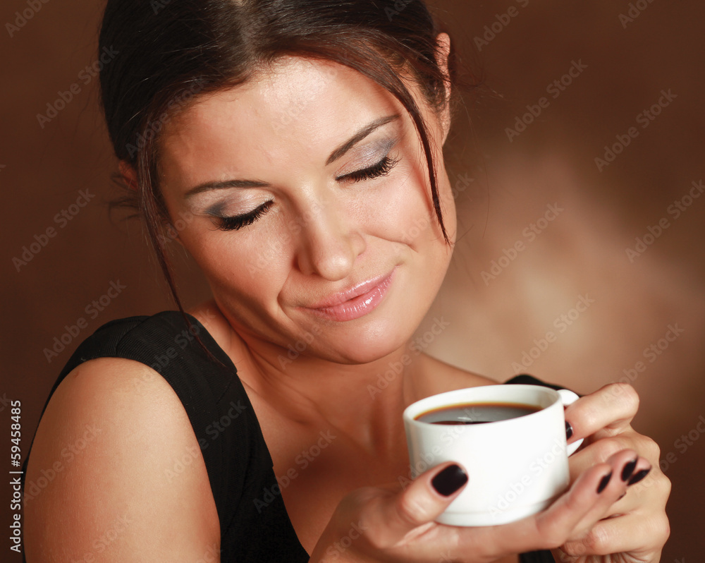 Portrait of a woman drinking coffee Portrait of a woman drinking coffee