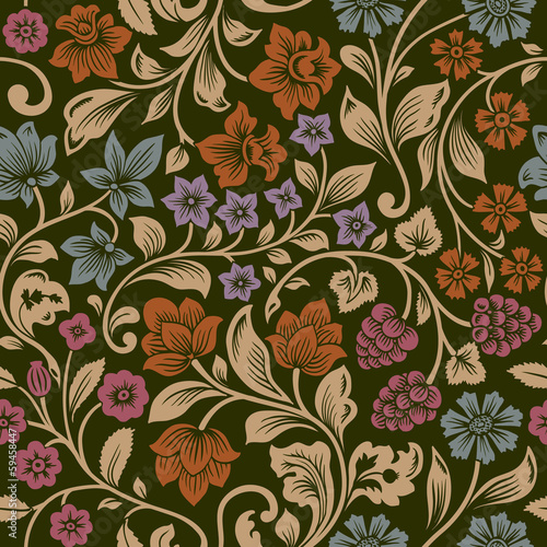 Vector seamless vintage floral pattern.