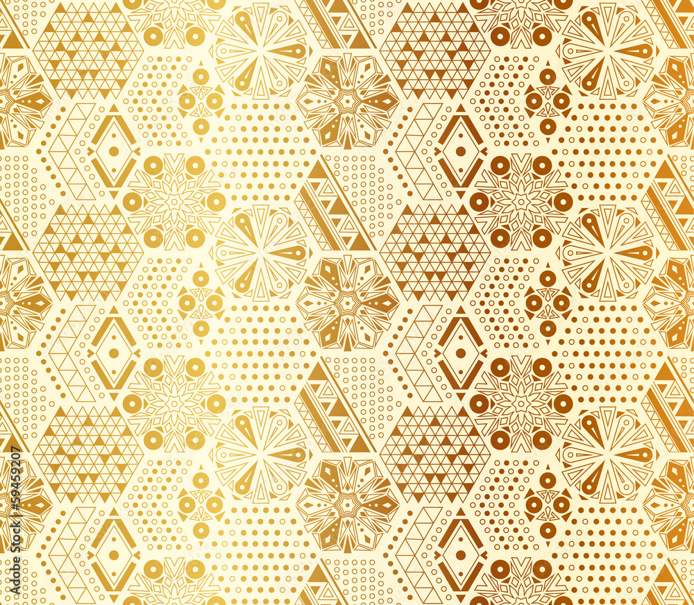 Seamless abstract geometric vector pattern of hexagons