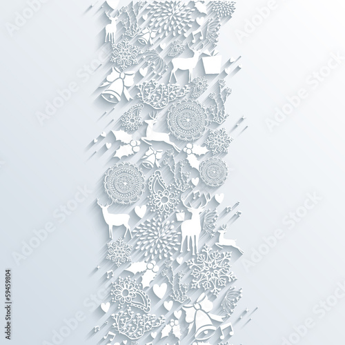 White Christmas season 3d banner seamless pattern #59459804