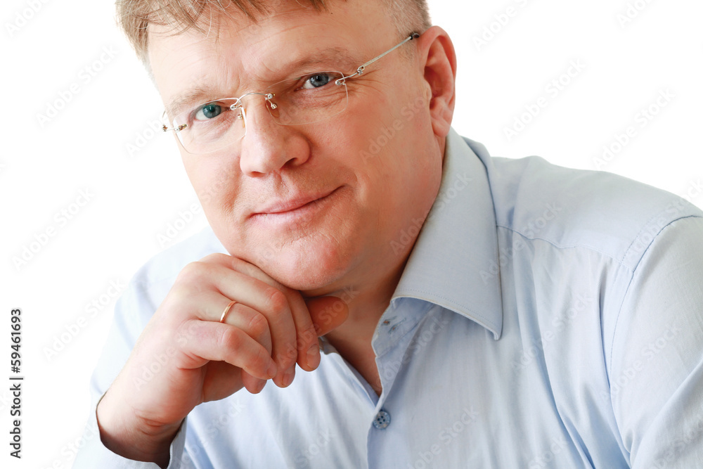Portrait of man wearing glasses, isolated on white background Portrait of man wearing glasses, isolated on white background