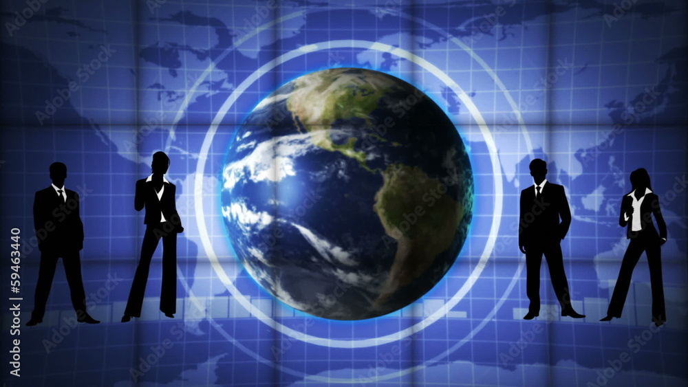 Business People and Earth, with Green Screen, Loop Business People and Earth, with Green Screen, Loop