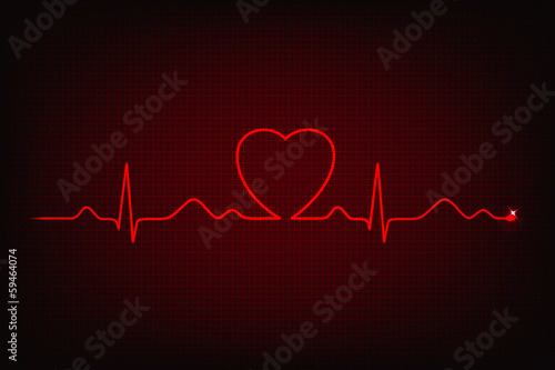 Cardiogram line forming heart shape