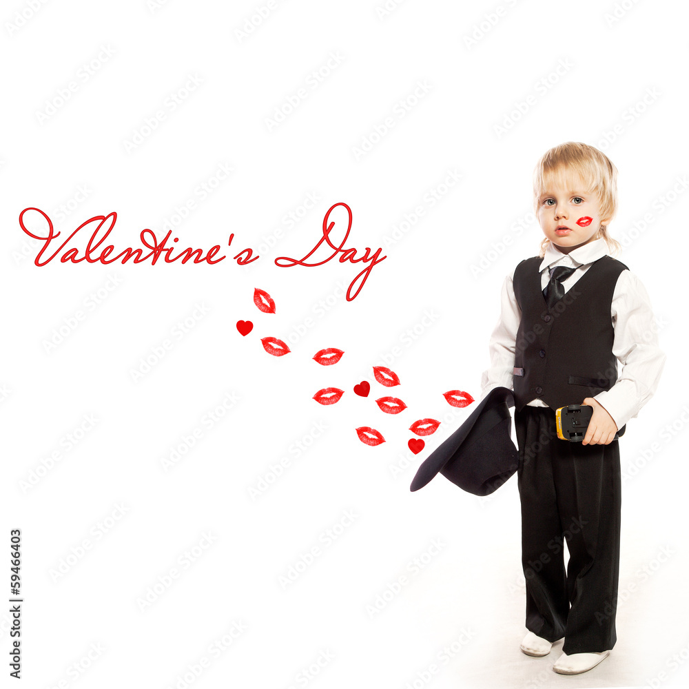 beautiful child, baby and postcard Valentine's . beautiful child, baby and postcard Valentine's .