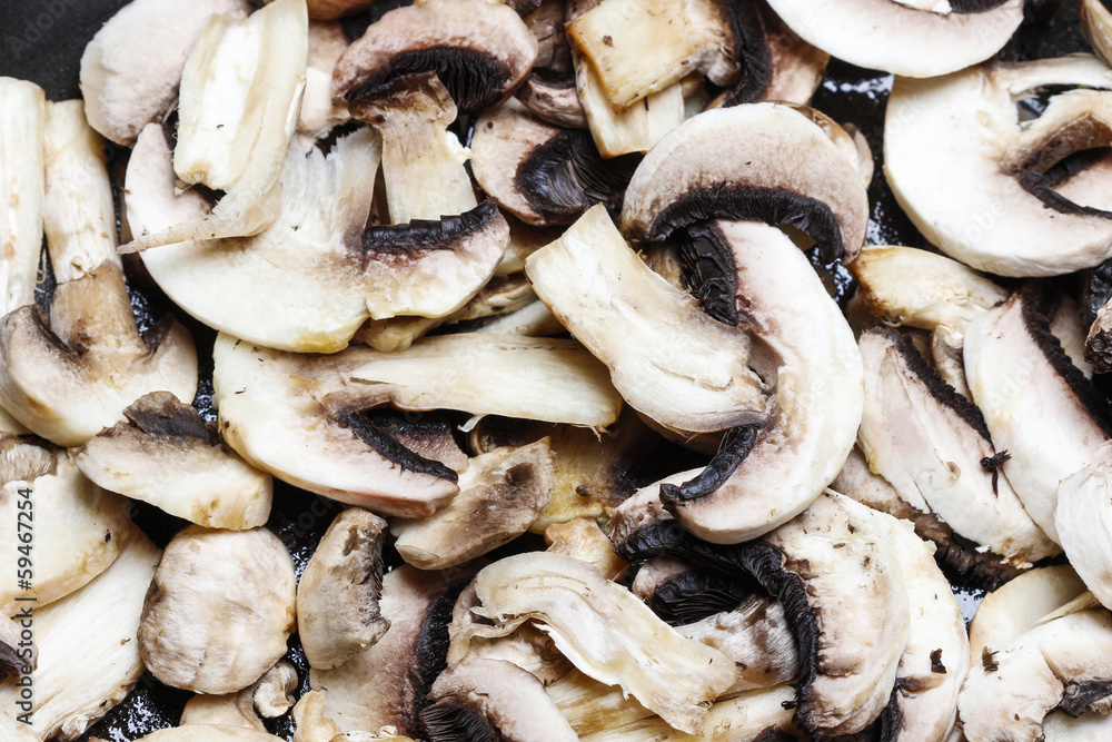 Sliced agaricus mushroom texture
