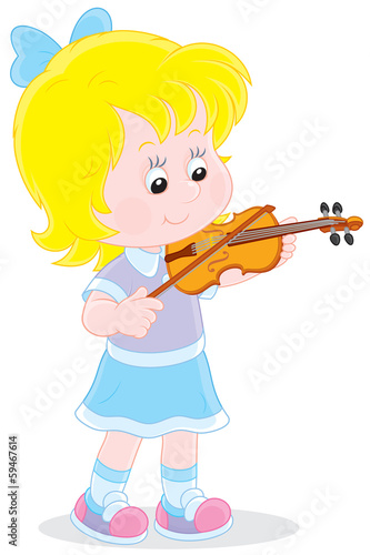 Girl playing her small violin