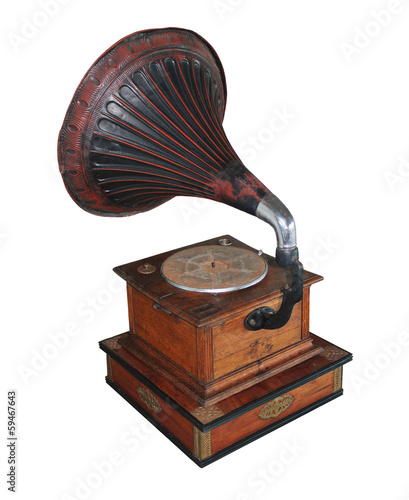 retro gramophone isolated on white background