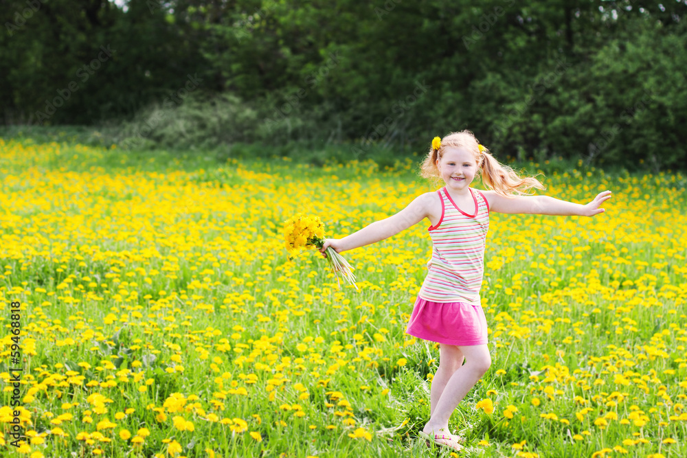 happy girl with dandelion outdoor happy girl with dandelion outdoor