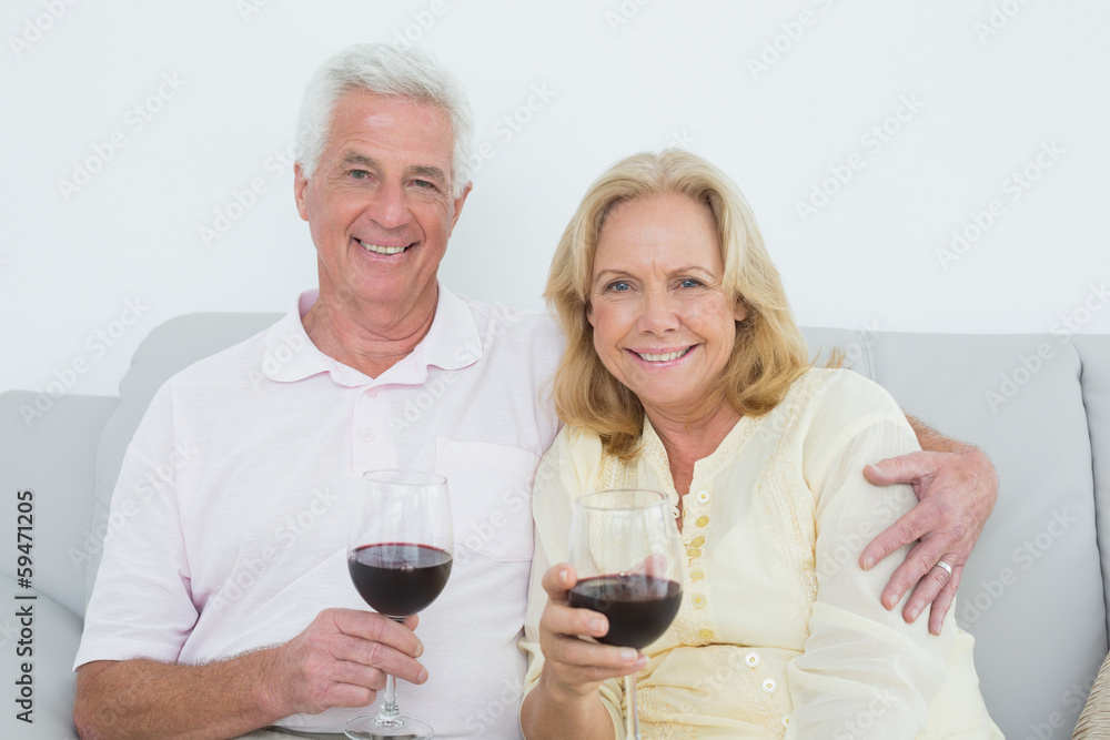 Senior couple with wine glasses at home Senior couple with wine glasses at home