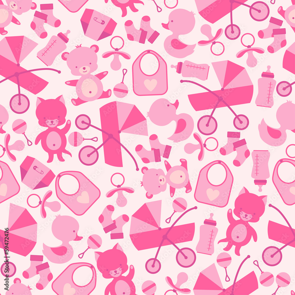 Girl baby shower seamless pattern.