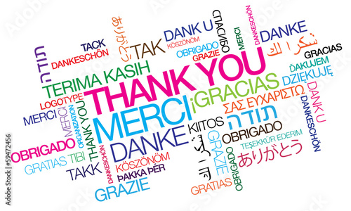 International Thank you gracias word tag cloud greetings