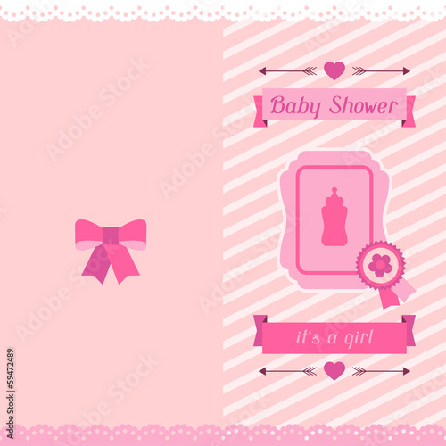 Girl baby shower invitation card.