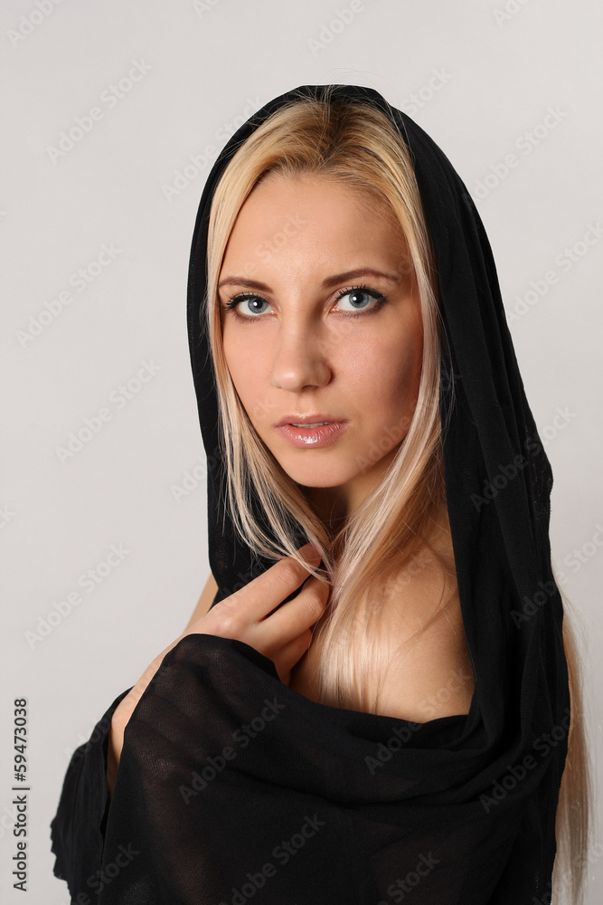 Beautiful blonde on a white background Beautiful blonde on a white background