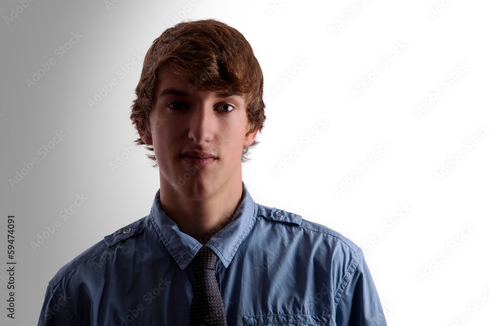 Artistic portrait of young handsome man