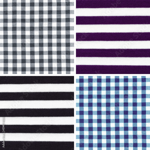 set of different woven fabric texture