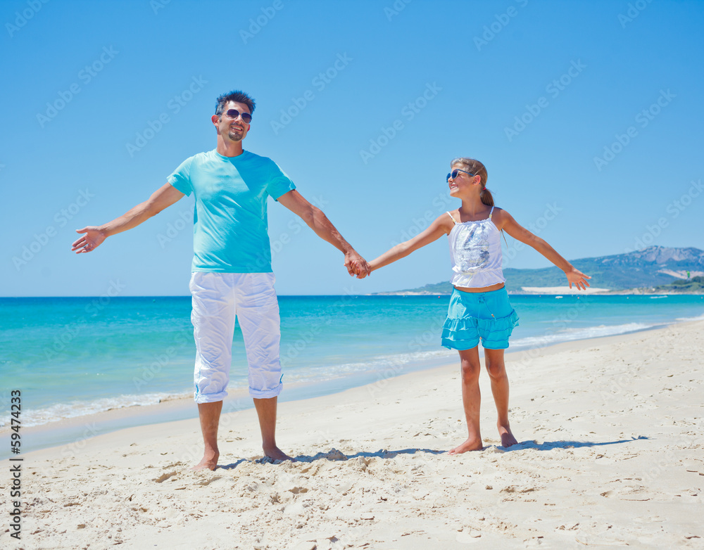 Father and daughter on the beach Father and daughter on the beach