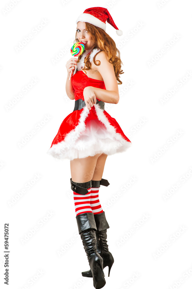 sexy christmas woman wearing santa claus clothes sexy christmas woman wearing santa claus clothes