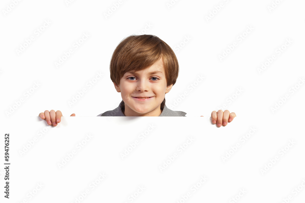 Boy with a blank billboard Boy with a blank billboard