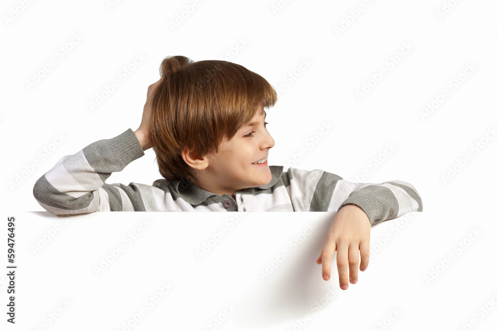 Boy with a blank billboard Boy with a blank billboard