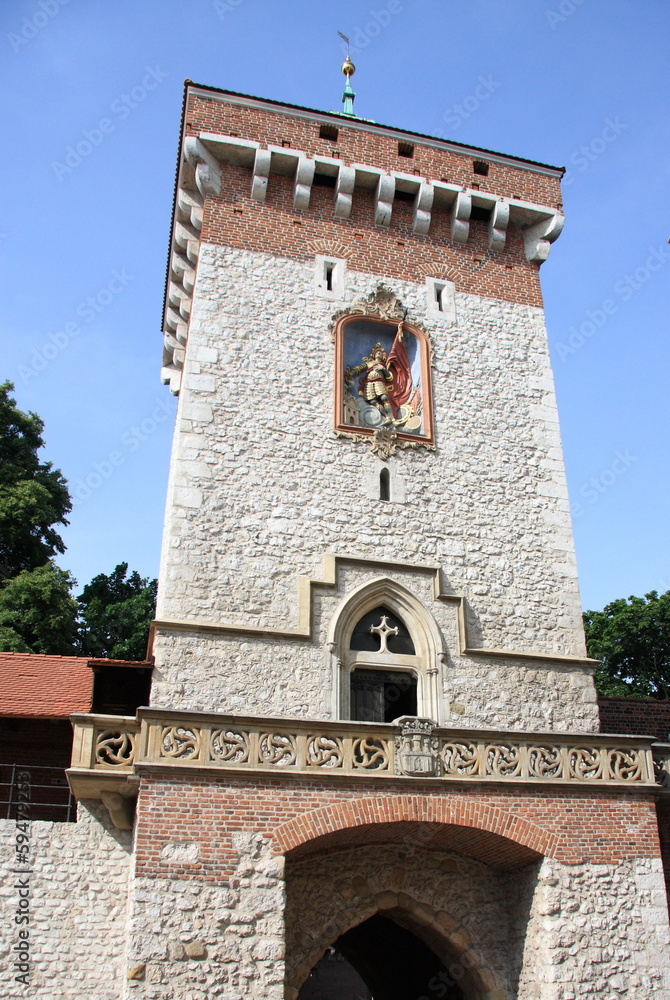 gate tower of Krakow, unesco world heritage in Poland