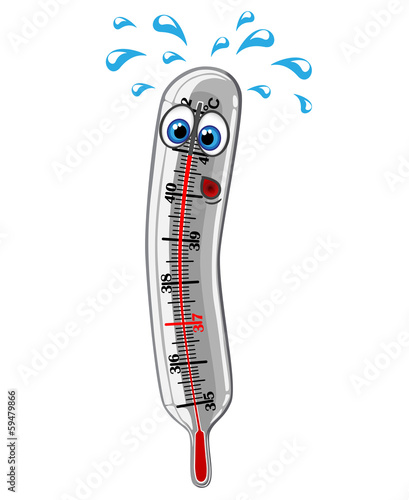 Mercury thermometer showing high temperature