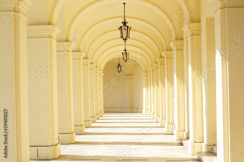 Hallway with arcades  Vienna  Austria