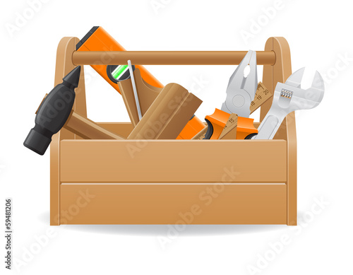 wooden tool box vector illustration