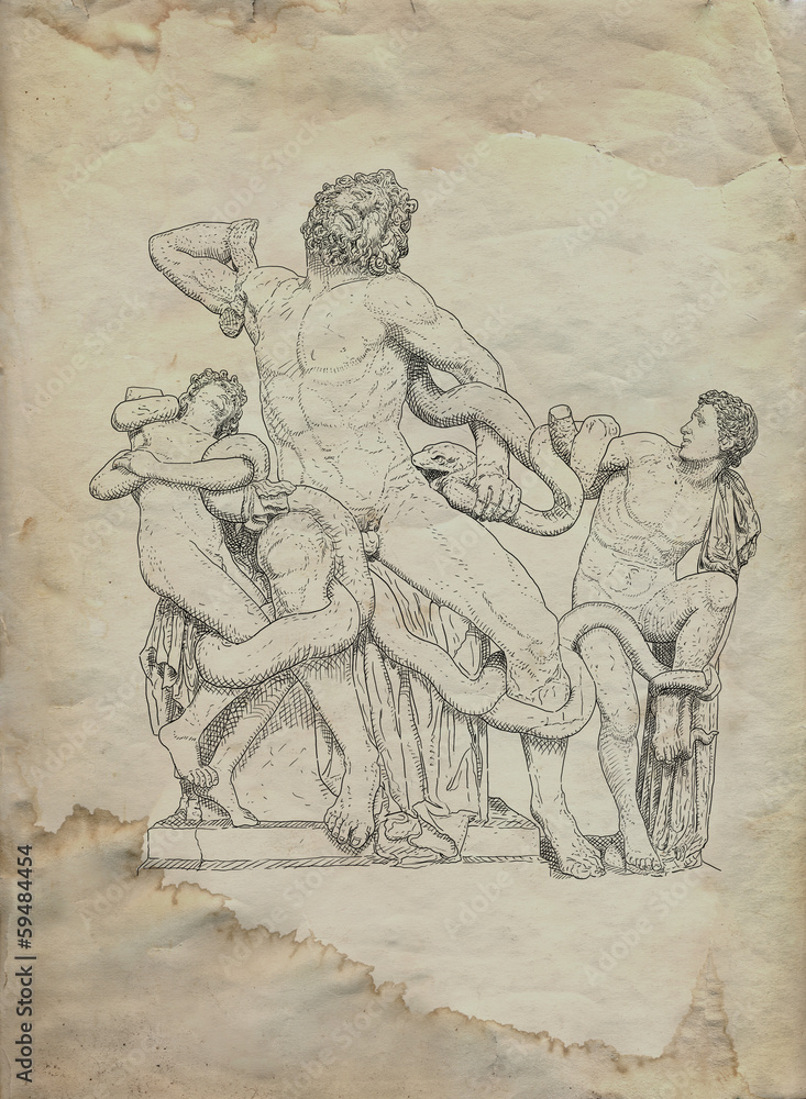 Fototapeta premium Laocoon sculpture illustration