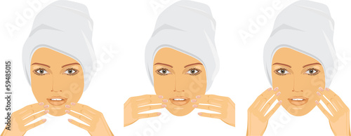 Woman making face massage