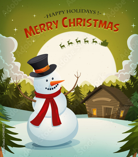 Christmas Eve With Snowman Background