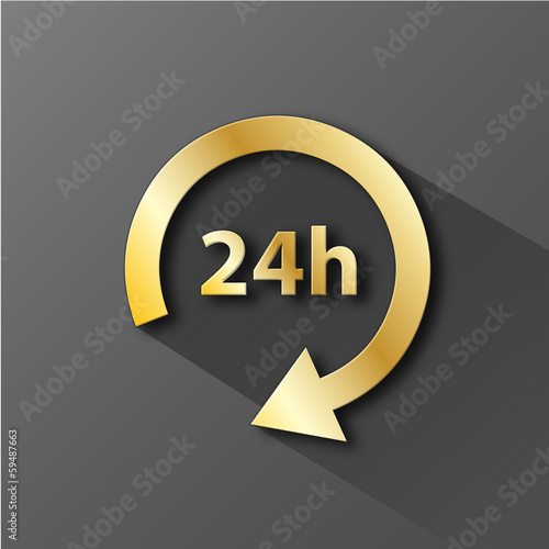Icône "24h" (tampon horaires ouverture heures service clients)