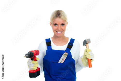 handwerkerin mit werkzeug
