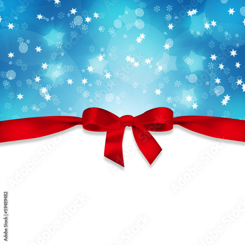 Red ribbon and snowflakes photo