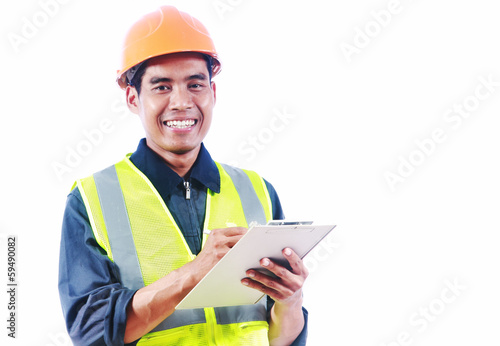 Asian man engineer isolated on white background