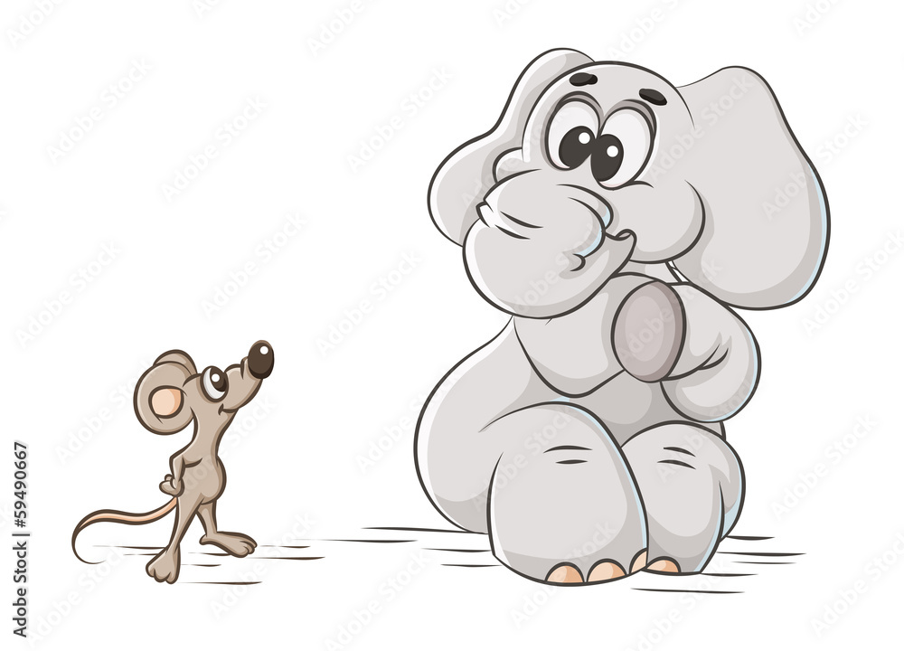 Naklejka premium elephant and mouse