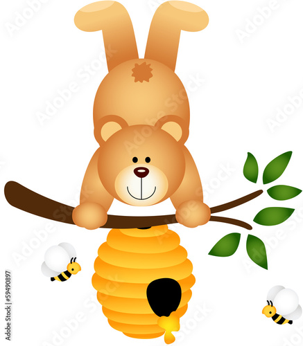 Teddy Bear Upside Down in Beehive