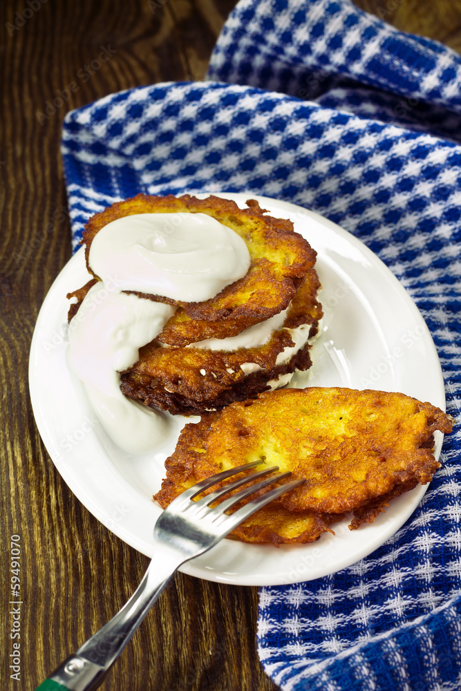 Homemade fried potato fritters Homemade fried potato fritters