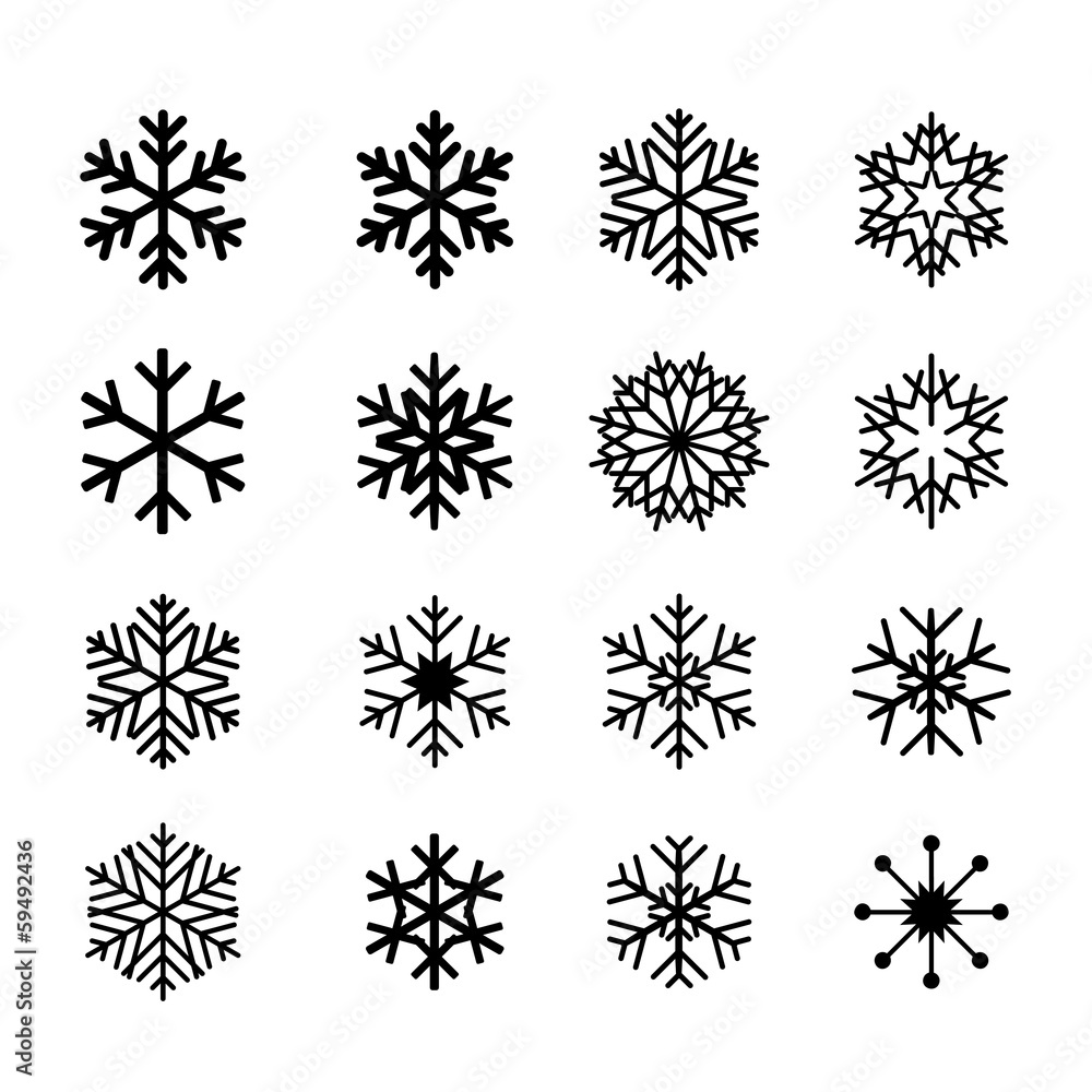 collection of black snowflakes collection of black snowflakes
